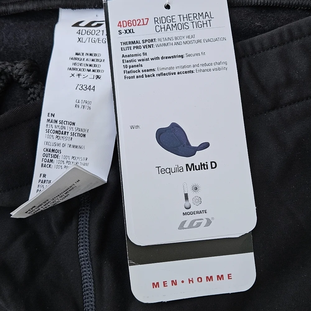 Louis Garneau Solano Ridge Thermal Chamois Leggings Padded Cycling Pants Mens XL